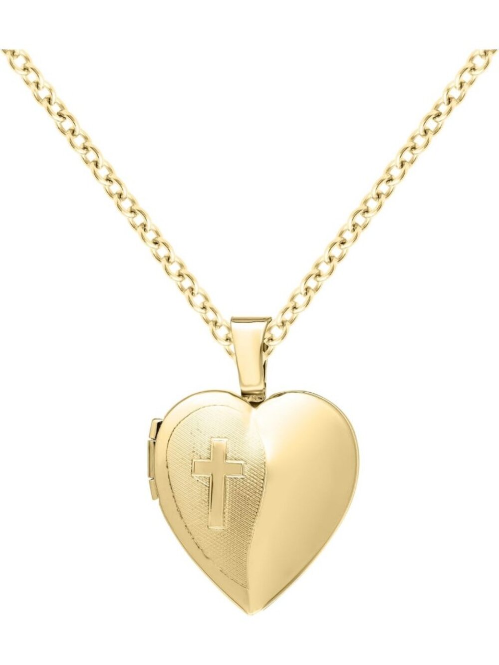 Heart Shaped Polished Locket Necklace for Women, 18-Inch Chain, Elegant Gift